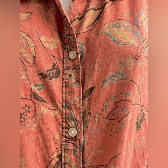 Vintage Paisley print Jones New York 100% Linen blouse - Picture 4 of 9